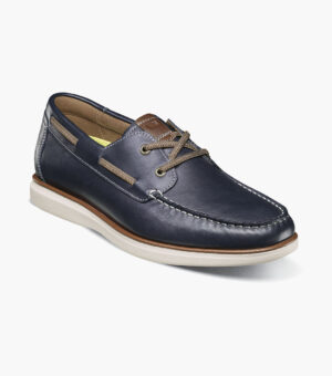 Elastic Lace Moc Toe Boat Shoe - Azul Marino, 7